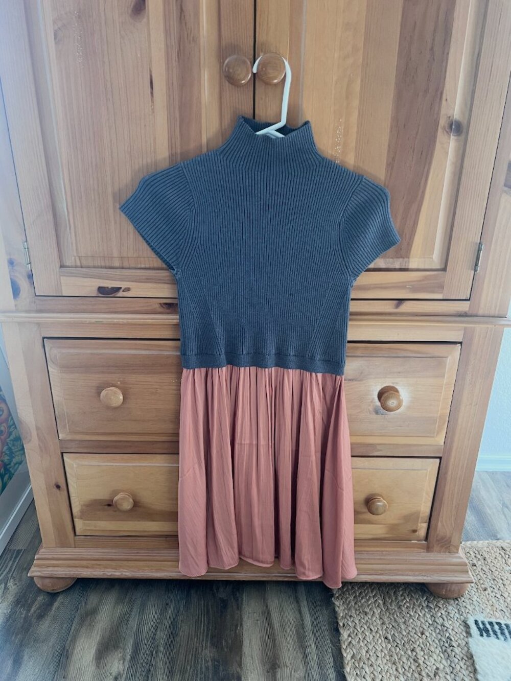 Anthropologie Thea Twofer Dress, Grey/Peach